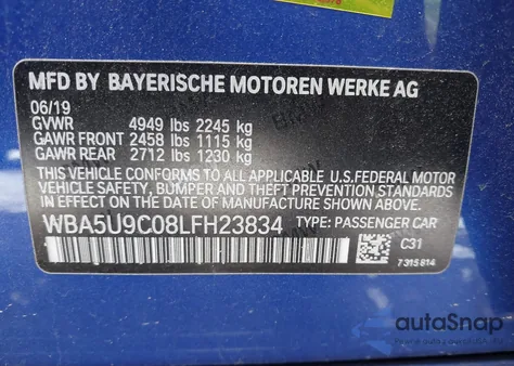 2020 BMW 3 Series M340I xDrive z USA, uszkodzony, nr VIN WBA5U9C08LFH23834